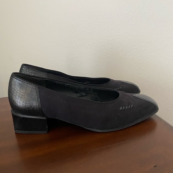 Ara Black Suede & Reptile Leather Pumps | Size 8 | Made in Germany - Picture 4 of 8